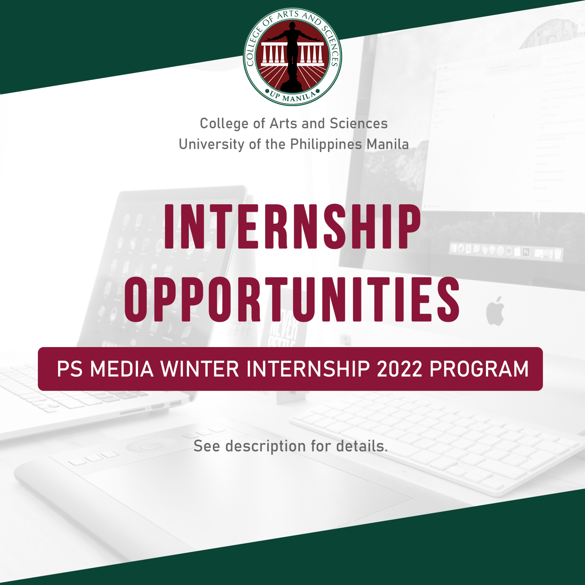 PS MEDIA WINTER INTERNSHIP 2022 PROGRAM College of Arts and Sciences