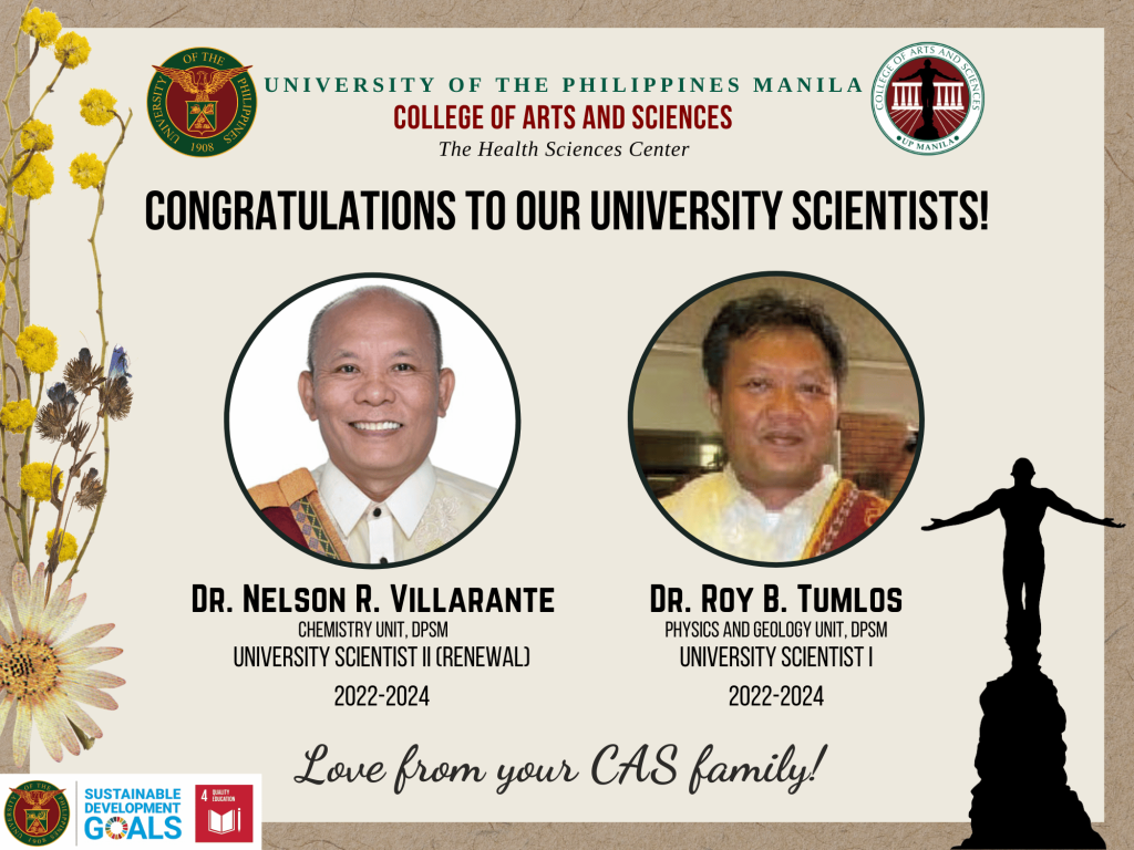 Congratulations to our University Scientists Dr. Villarante and Dr. Tumlos!